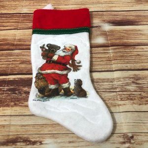 Vintage 1981 Felt Christmas Stocking Woolworths Giordano Art Santa Dog & Koala